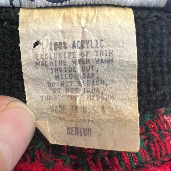 JJ Browne Christmas Sweater Womens Size 8 M Green Red BOHO Vintage Made USA - Picture 8 of 9